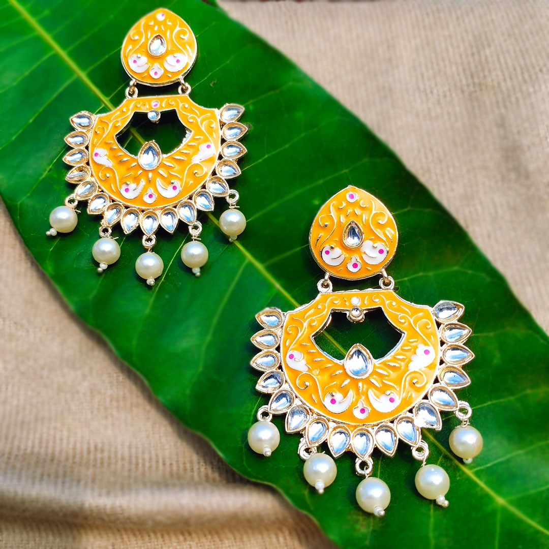 Hand Painted Kundan Chandbali 