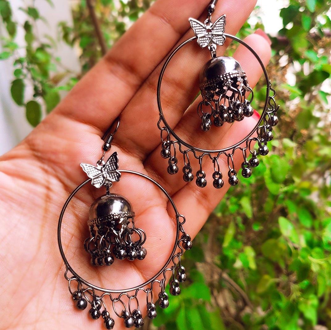 Black Steel Jhumki Chandbali