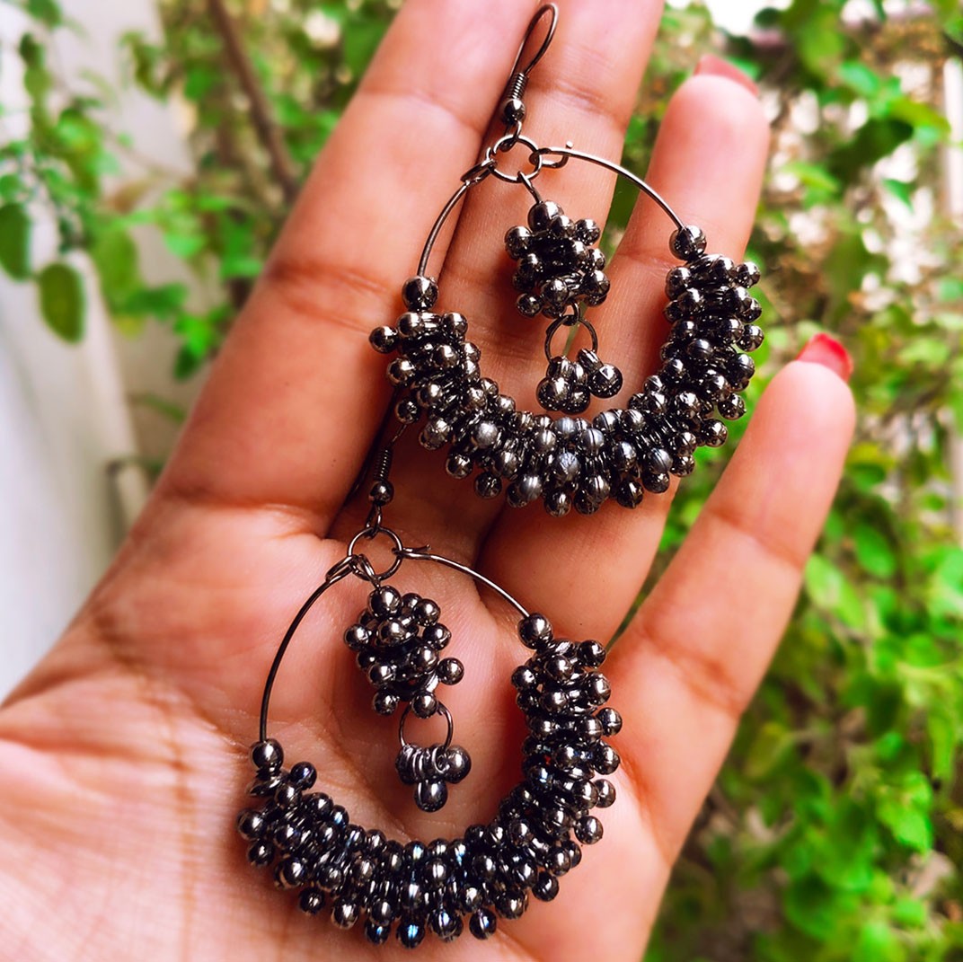 Black Steel Trinklets Filled Earrings