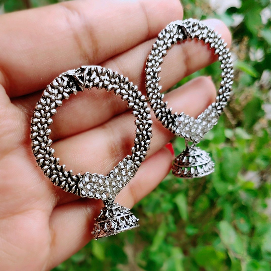 Round Oxidised mini jhumka