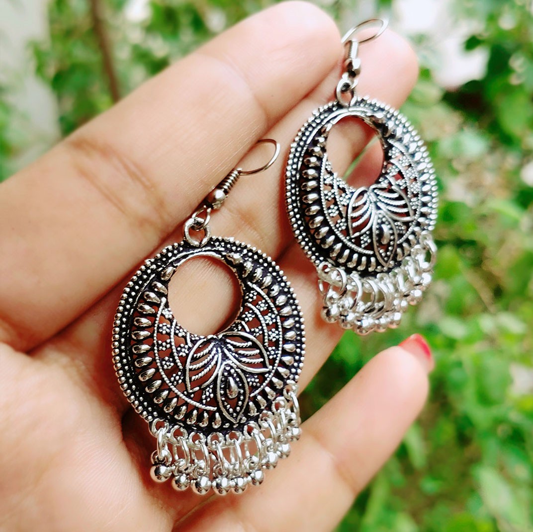 Oxidised silver boho earrongs